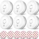 Ecoey Smoke Alarm Fire Detector, Battery Included Photoelectric Smoke Detector with Test Button and Low Battery Signal, Small Fire Alarm for Home, Bedroom FJ136GB, 6 Packs