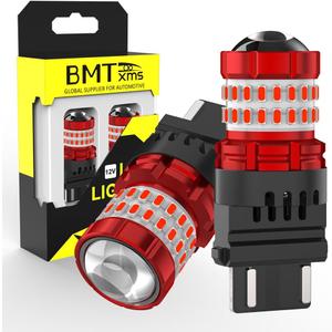 BMT xms 3157 LED Strobe Brake Lights Bulbs - 300% Brighter 3156 3047 3057 3457 4157 4057 Red Flashing Stop Tail Lights, 2Pcs