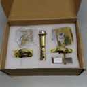 Privacy Crystal Glass Door Knobs Interior with Lock, Modern Octagon Door Knobs for Bedroom/Bathroom, Gold/Polished Brass