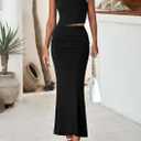 PRETTYGARDEN Skirt Sets Women 2 Piece Outfits Summer Outfits 2026 Going Out Crop Tops Long Maxi Skirts Beach Vacation Clothes (Black, S)
