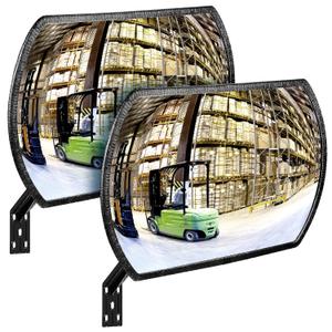 2 Pcs Garage Parking Indoor Acrylic Convex Security Mirror, 18" x 12" Rectangular Convex Corner Blindspot Mirror with Protective Film for Driveway Traffic