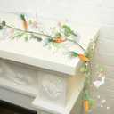 DR.DUDU 4 FT Easter Garland-Bunny & Carrot Garland Decorations for Mantle, Spring Artificial Garland with Easter Pastel Eggs for Indoor Home Fireplace Table Centerpiece Party Dcor (Style 5)