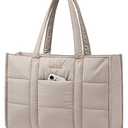 LOVEVOOK Laptop Bag for Women, Puffer Tote Bag for Work 15.6 Inch Large Computer Briefcase for Teacher Nurse, Quilted Lightweight Casual Shoulder Bag For Travel, Daily