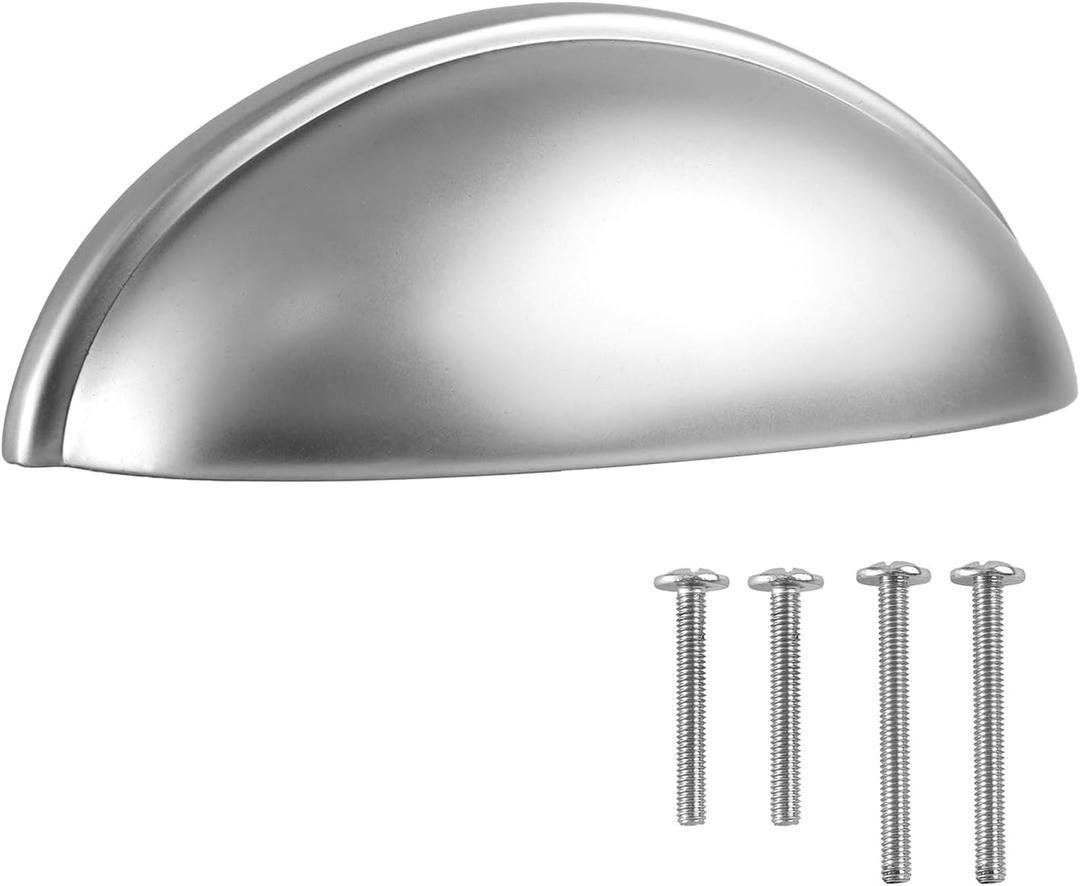 Cup Drawer Pulls  10 Pack  Silver Kitchen Cabinet Handles 3 Inch  Silver Cabinet Pulls  Cabinet Cup Pulls for Cabinets and Drawers  Cup Pulls for Drawers, Furniture & Kitchen Cabinet Hardware (Nickel)