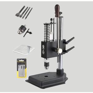 WINB Leather Press Leather Hole Puncher Upgraded Hand Punching Machine for DIY Leather Craft Punching Holes (with Aluminum Plate with Scale1.5-13mm Clamping Chuck) (Style A plus)