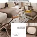 Sectional Couch Cushion Covers,Washable Thick Stretch Jacquard Fabric Couch Covers for Sectional Sofa, Skin-Friendly Slip Sofa Slipcovers for Pets (Beige,3 Seats + Chaise Cover)