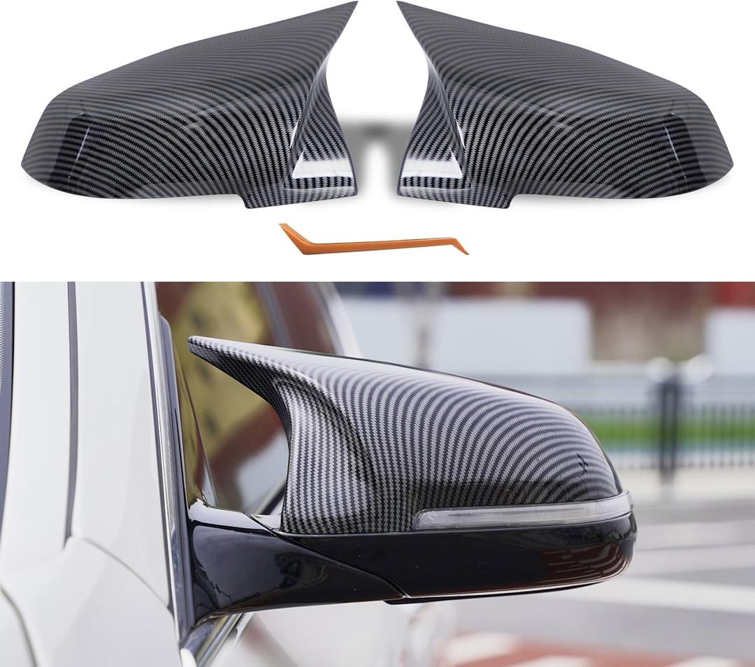 Mirror Caps for F10 - Durable Quality Carbon Fiber Look, Mirror Covers Compatible with F10 F11 F18 5-Series 2014-2018 - Upgrade Your Ride Now