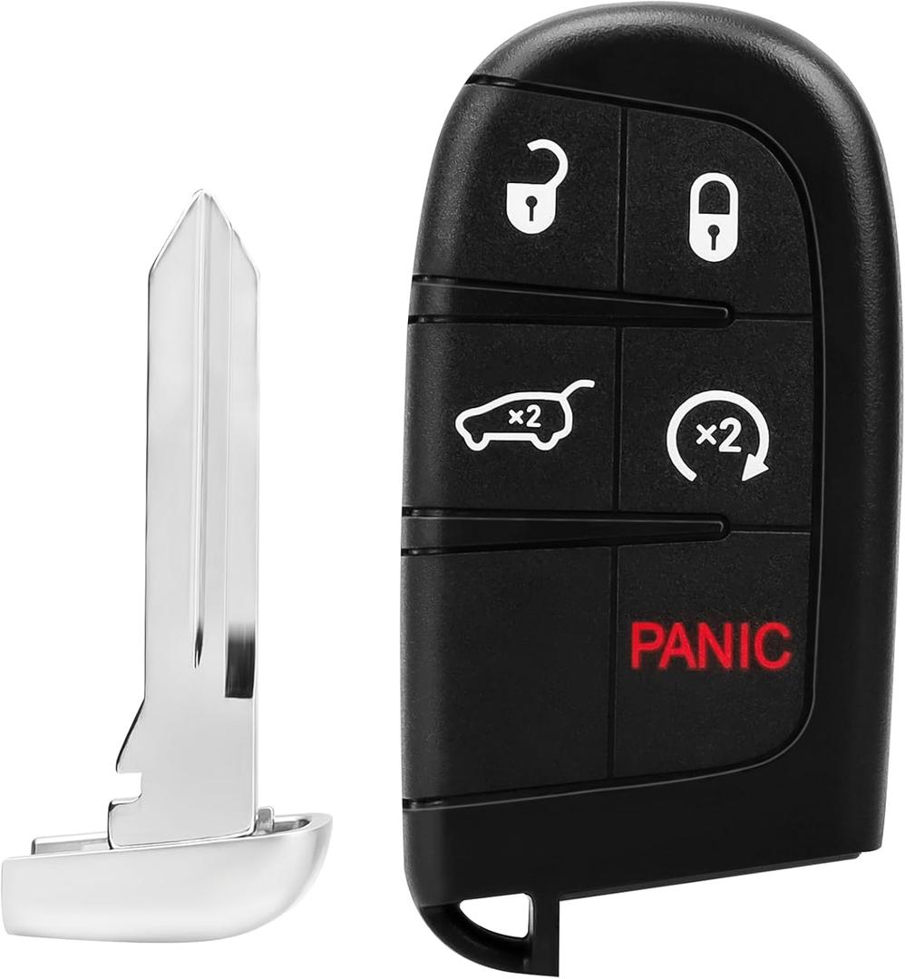 Key Fob Replacement with Door Key Compatible with 2014 2015 2016 2017 2018 2019 2020 2021 2022 Jeep Grand Cherokeem, Replaces M3N40821302, 68143505AC, 68143505AA