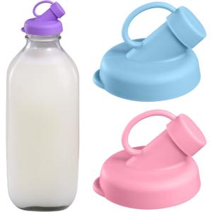 Silicone Glass Bottle Replacement Caps,48mm Diameter Pour Spout Lids, Replacement Lids Fit Stanpac & Libbey & Stock Your Home & The Dairy Shoppe, Reusable and easy to clean bottle caps (2 Pack)