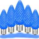 Novelty Lights 25PK C9 LED Faceted Ultra Bright Dimmable Outdoor Christmas Light Replacement Bulbs, LED Replacement Bulbs, Outdoor Light Bulbs String Light Bulbs (Blue)