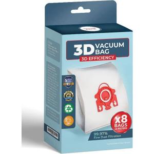 Compatible FJM Vacuum Cleaner Bags Replacement Vacuum Bag Type FJM, AirClean 3D Efficiency Dust Bag. 8 Pack, FJ8PSK