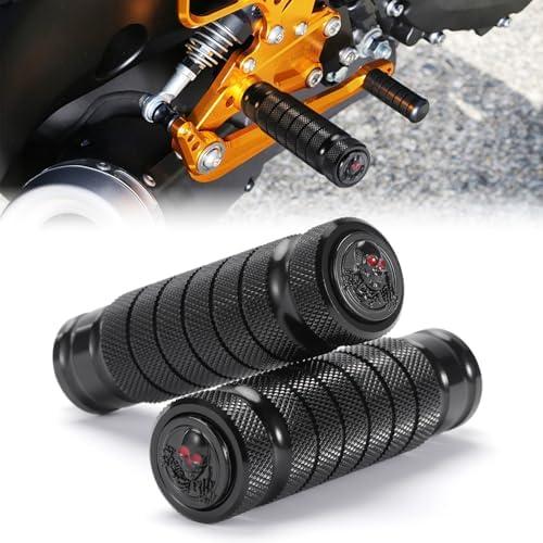 8mm Motorcycle Foot Pegs Footpegs Rear Passenger Anti-Skid Footrest Pedal Universal For Honda Kawasaki Yamaha Suzuki (3D Skull Knurled Black)