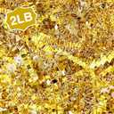 Corlcol 2LB Crinkle Cut Paper Shred Filler for Bag Gift Box Basket Confetti Paper Shreded Stuffing Decoration for Valentine's Day Holiday Party(Gold)