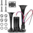 Air Horn for Truck, Car Air Horns, 150DB Super Loud Dual Electric Train Horns Kit with Compressor for Any 12V Vehicles Trucks Motorcycle Pickup Trains Cars Boats (Black)