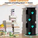 Besiost Rotating Bookshelf, Wood Corner Bookshelf, 360 Display Spinning Bookcase Storage Rack, 4 Tier Floor Standing Revolving Bookcase Narrow Book Shelf Organizer for Small Space, Bedroom, Black, 4 Tier, 51.2" H
