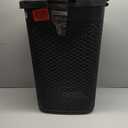 Mind Reader 60L Slim Laundry Hamper, Clothes Basket, Lid, Wicker Design, Plastic, 17.65"L x 13.75"W x 24.15"H, Black