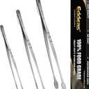 Kitchen Tweezers Tongs, Cooking Tweezers Stainless Steel - 3 Size 12'' 10'' & 8 inch Ideal for Meat, Pasta, Plating and Pinching Delicate Small Pieces of Food, Set of 3