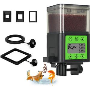 Lychee Automatic Fish Feeder - USB Rechargeable 320ML Large Capacity Aquarium Fish Food Dispenser with Two Feeding Ring, Moisture-Proof-Aquarium Electric Timer Feeder for Business Trips
