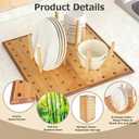Foldable Pegboard Organizer for Kitchen Bamboo Base & Acacia Wood Edge Dish Rack for Kitchen Countertop, Cabinet, and Drawer, 16 Removable Pegs, 15.7" x 15.7"