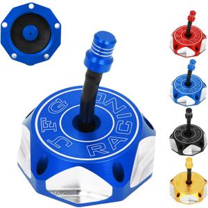 JFG RACING Dirt Bike Gas Fuel Tank Cap Cover With Air Vent Hose For DRZ50/70/125/400/400E, LT-R450, LT-Z250/400/400Z, TE250, YZ250, TTR250, Raptor 125/250/350/660, YFZ450 And More ATV Motorcycle, BLUE