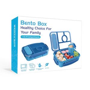 MaMix Bento Lunch Boxes for Adults, Blue, 5 Compartment Lunch Box Containers, Reusable & Leakproof, 9 x 6.5 x 2.7 in