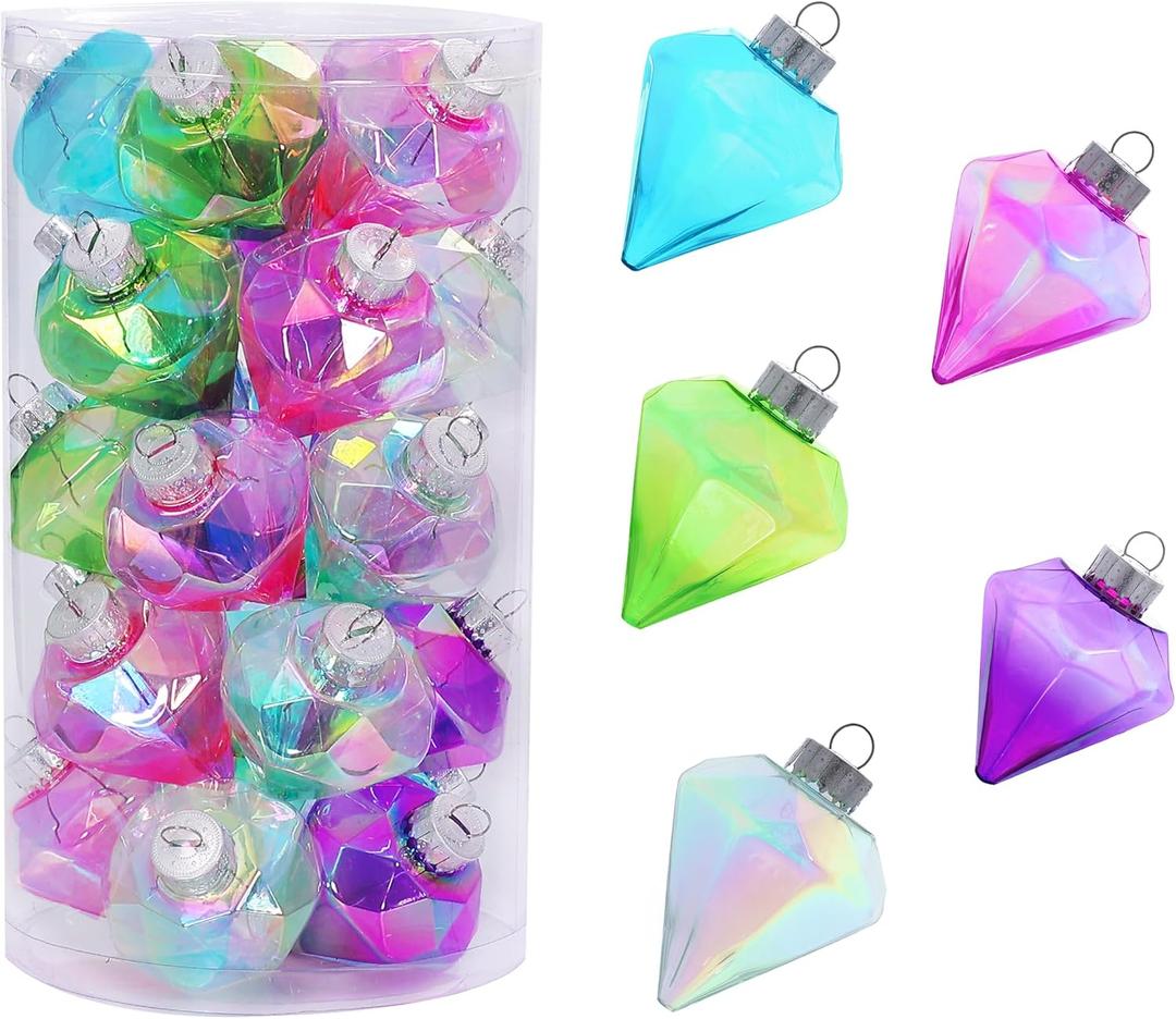 MOONET 25Pcs 2.64in Christmas Decoration Balls Shatterproof Colored Transparent Ball for Festival Wedding Home Party Decors Xmas Tree Hanging