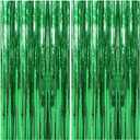 2 Pack Foil Curtain Backdrop Green Metallic Tinsel Foil Fringe Curtains Photo Booth Props for Birthday Wedding Engagement Baby Shower Bachelorette Christmas Holiday Celebration Party Decorations