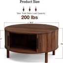 ZttRiee Coffee Table for Living Room, Modern Round Coffee Table with Cabinets & Sliding Doors, Home Small Space, 29.9" Fluted Center Table, Walnut