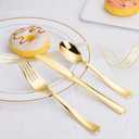 N9R 60PCS Gold Plastic Silverware - Gold Plastic Cutlery Set Disposable Flatware Dinnerware -30 Forks, 15 Spoons, 15 Knives for Party, Thanksgiving, Christmas