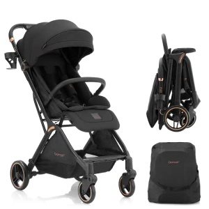 Gravity Folding Baby Stroller - Portable Travel Toddler Stroller w/Adjustable Backrest, Canopy & Cup Holder, Lightweight and UV Protected, One-Hand Automatic Folding - Black, 
28.4"L x 20"W x 41.3"H