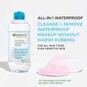 Garnier Micellar Water For Waterproof Makeup, Hydrating Facial Cleanser & Makeup Remover, Suitable for Sensitive Skin, Vegan, Cruelty Free, 13.5 Fl Oz (400mL), 1 Count