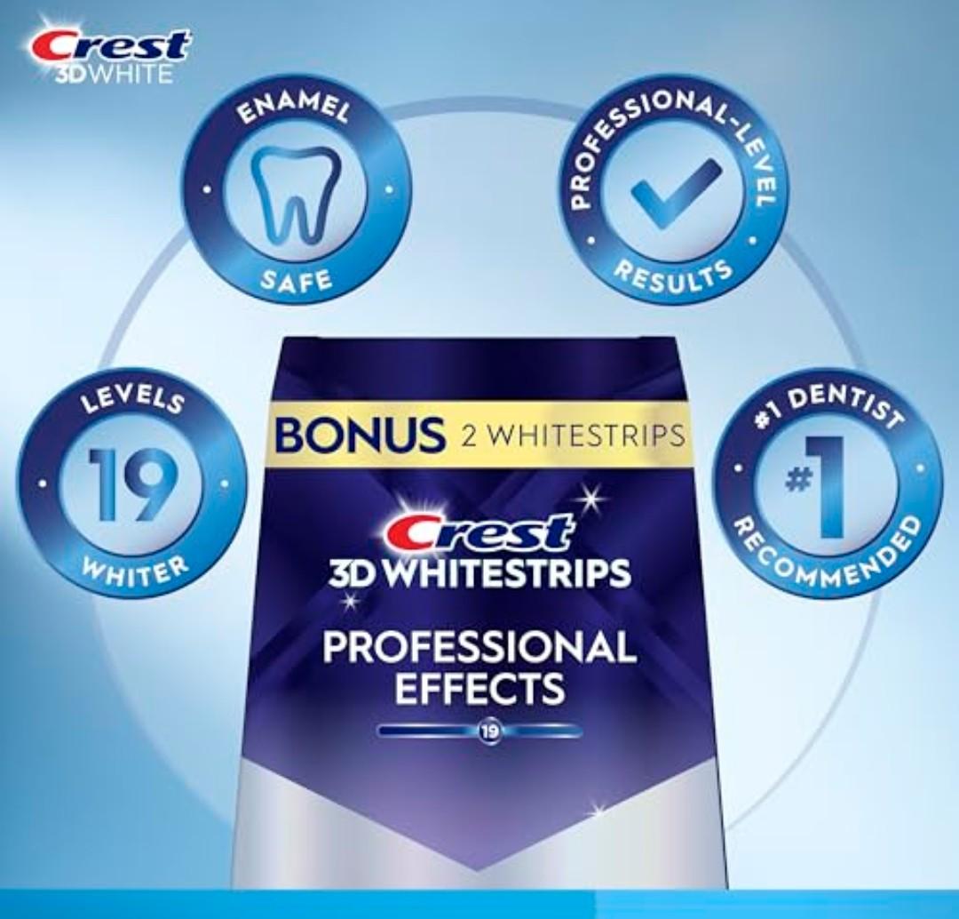 Crest 3D White Professional Effects Whitestrips 20 Treatments + Crest 3D White 1 Hour Express Whitestrips 2 Treatments - Teeth Whitening Kit