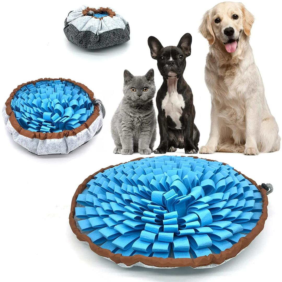 Dog Snuffle-Mat Slow-Feeder-Bowl - Simulating Grassland for Boredom, Encourages Natural Foraging Skills for Pet, Treat Indoor Outdoor Stress Relief