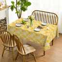 Horaldaily Spring Tablecloth 60×140 Inch Rectangular, Polka Dot Plaid Daisy Tulips Yellow Washable Seasonal Table Cover for Party Picnic Dinner Decor