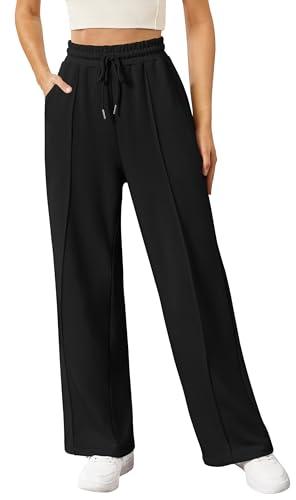 JEKAOYI Womens Wide Leg Sweatpants Baggy Loose Comfy Pants Casual Lounge Sweatpants with Drawstring Black M