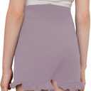 Girls Athletic Shorts High Waisted Ruffle Dance Shorts Yoga Workout Running Shorts (5-6 Years, Purple)