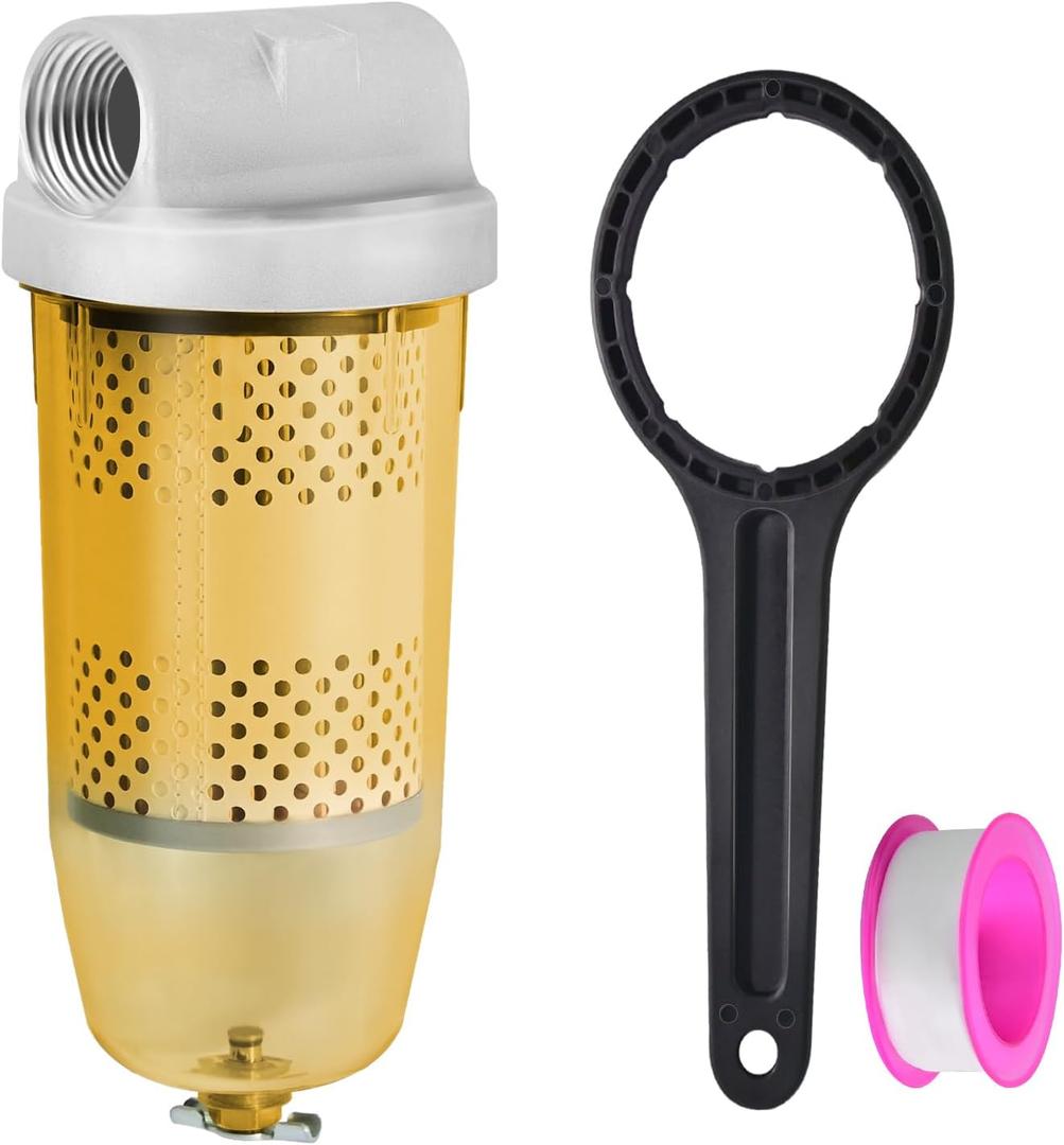 3/4" NPT Top Cap 496 Bowl Fuel Tank Replacement for Gasoline and Diesel Water Separate 30 Micron Filtration Max 25 Gpm 150 Psi Flow Replace# B10-AL Oil Filter Assembly with Wrench