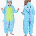 TONWHAR Kids Cartoon Animal Onesie Pajamas Halloween Cosplay Costume Jumpsuit Partywear for Boys & Girls(7-8 Y)