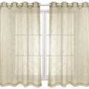 VOILYBIRD Palma Linen Semi Sheer Curtains for Bedroom 63 Inch Length Light Filtering Draperies Bronze Grommet Set of 2 Panels (52''W x 63''L, Beige)