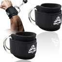 Wrist Cuffs with Dual D-Rings  Secure & Comfortable Support for Cable Machine Workouts, Lateral Raises, Arm Strength Training, and Triceps Exercises (Black)