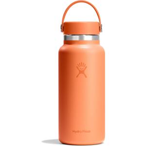 Hydro Flask Water Bottle - Insulated Stainless Steel - Wide Mouth Flex Lid, Non Spill, Leakproof in 32 Oz Nectar Orange