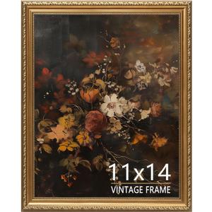 11x14 Picture Frame - Vintage Gold Photo Frame 14x11 for Wall or Tabletop, Fits 11 x 14 Photos, Retro Home, Office, Gallery Wall Decor, Rustic Bronze Gold Color - 1 Pack