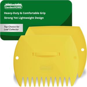 GardenHOME Leaf Scoops Hand Rakes, Large Leaf Grabbers for Yard Work and Garden Use, Clear and Collect Garden Rake, Leaf Scooper and Claws for Leaves, Lawn Debris, and Cleanup, Yellow