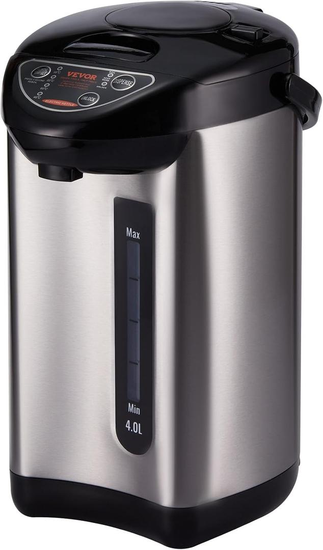 VEVOR Hot Water Dispenser, Adjustable 4 Temperatures Water Boiler and Warmer, 304 Stainless Steel Countertop Water Heater, 3-Way Dispense for Tea, Coffee and Baby Formula, 4L/135 oz