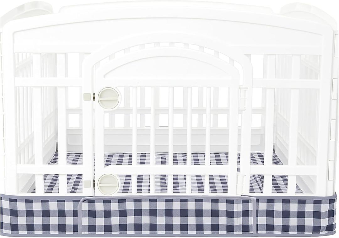 Dog Playpen Bottom Pad Fits for 36 Inch 4 Panels Exercise Pet Playpen, Dog Crate Pad Puppy, Hoop and Loop Design (Note: Playpen Not Included). (BlackCheckered)