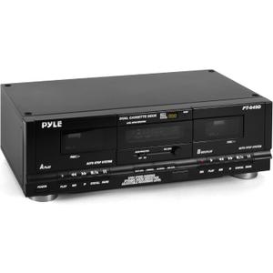 Pyle Home Digital Dual Cassette Deck Media Player Music Recording Device with RCA Cables Switchable Rack Mounting Hardware CrO2 Tape Selector Included 3 Digit Counter - 110V/220V