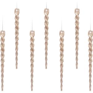 AMS Sparkling Glitter Plastic Icicle Ornaments 30 PCS Twisted Icicles Decoration Christmas Tree and Holiday Xmas Party Hanging (5.1'', Champagne)