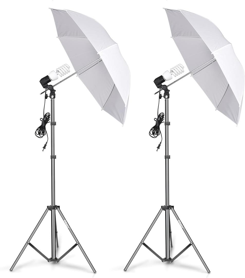 EMART Photography Umbrella Lighting Kit, 400W 5500K Photo Portrait Continuous Reflector Lights for Camera Video Studio Shooting Daylight (2 Packs)