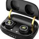 Monster Clarity 101Plus AirLinks Wireless Earbuds, Bluetooth 5.0 in-Ear Headphones with Charging Case, Stereo Earphones Deep Bass Sound, Built-in Mic, Clear Call, Water Resistant Design for Sports.