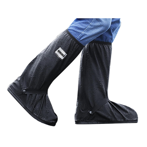 Black Waterproof Rain Boot Shoe Cover with Reflector (1 Pair) S